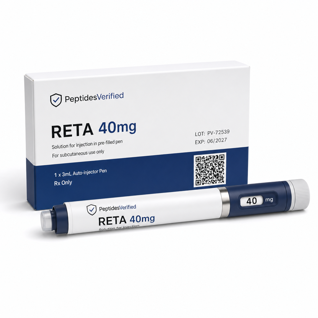 RETA PEN 40mg reference-grade auto-injector pen and box
